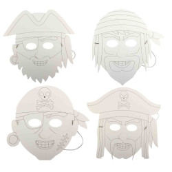 Masque pirate carte forte blanche 4 pcs