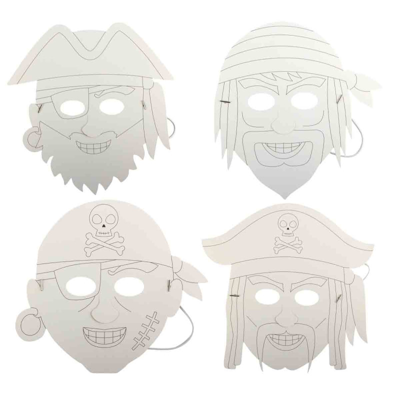Masque pirate carte forte blanche 4 pcs