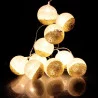 GUIRLANDE BOULE 10LED BLANC GLITTER OR 6