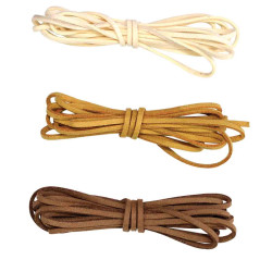 Lacets Plats Suédine Ecru Ocre Brun Clair