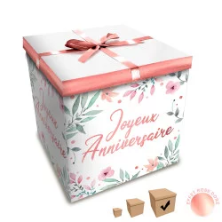 BOITE CADEAU GM JOYEUX ANNIV FLEURS