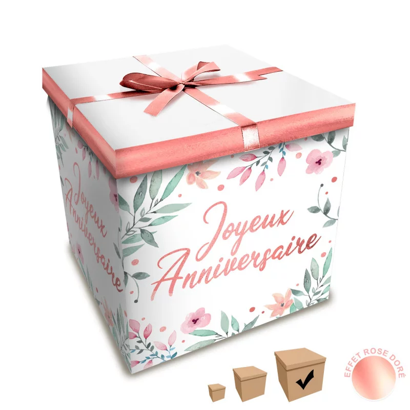BOITE CADEAU GM JOYEUX ANNIV FLEURS