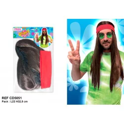 PERRUQUE HIPPIE HOMME AVEC BANDEAU