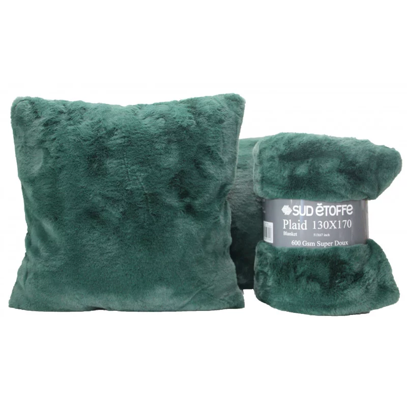 PLAID DOUCEUR 130X170 EMERAUDE EFFET FOU