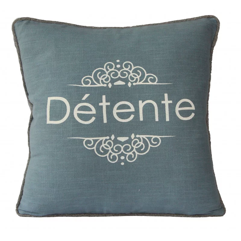 COUSSIN BLEU PIERRE "DÉTENTE" EN COTON LAVÉ 40X60cm