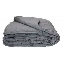 COUVRE LIT PALAZZO GRIS 250X180cm + 1 TAIE 60X60cm RÉVERSIBLE EN MICROFIBRE