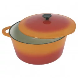 COCOTTE FONTE RONDE 9L ORANG INT BLC