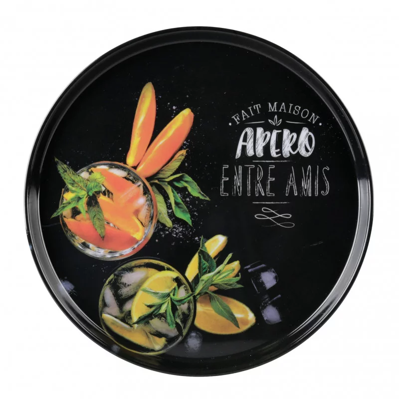 PLATEAU MELAMINE D32cm ARDOISE