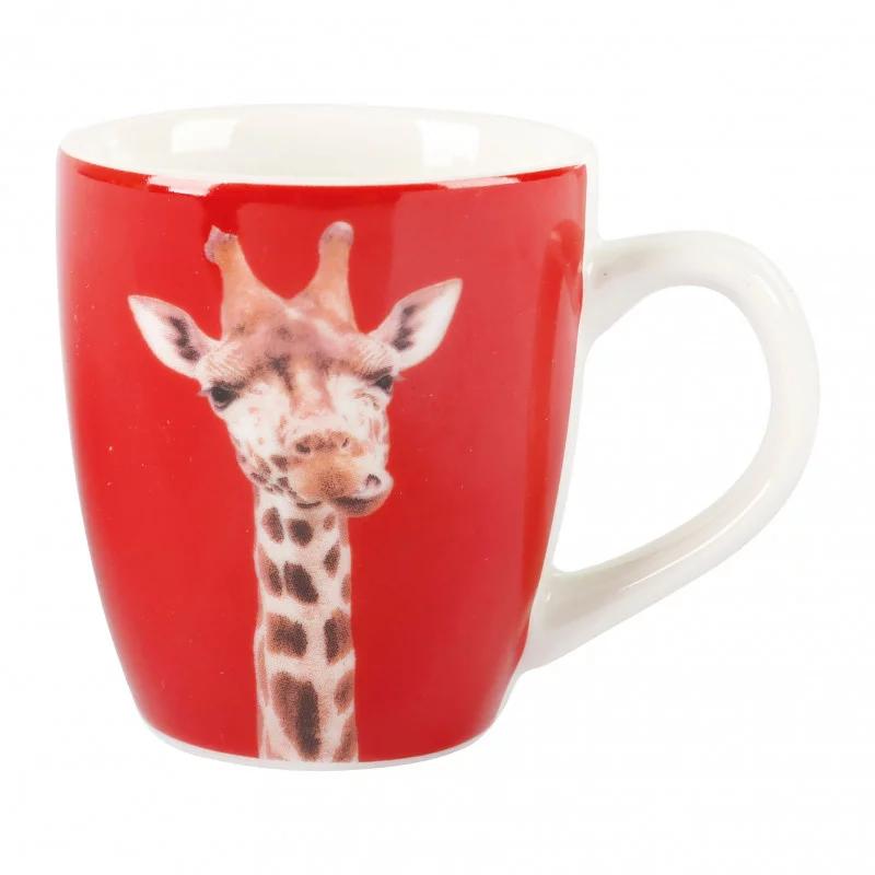 TASSE PORCELAINE 10CL GIRAFE ROUGE
