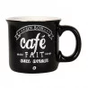 Tasse grès noir "café fait avec amour" 22cl