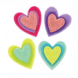 10 STICKERS EN FEUTRINE - COEUR PASTEL -