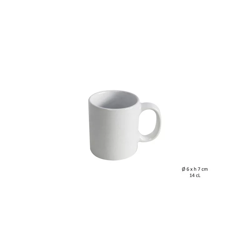 TASSE CAFÉ DROITE BLANC EN GRÈS 14CL
