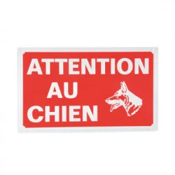 PLAQUE METAL ATTENTION AU CHIEN 33X20CM