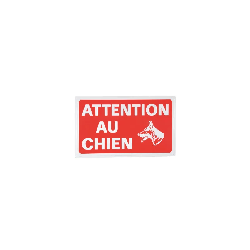 PLAQUE METAL ATTENTION AU CHIEN 33X20CM