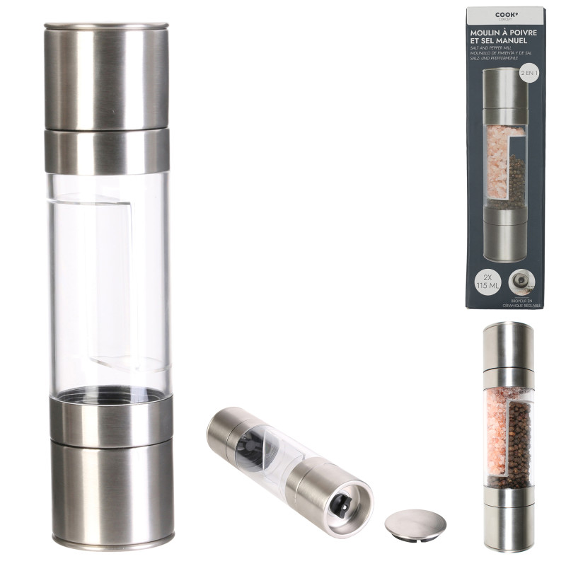 MOULIN POIVRE ET SEL INOX 2 EN 1