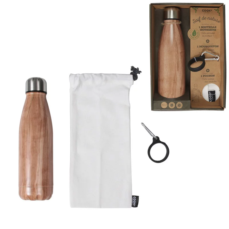 COFFRET BOUTEILLE ISOTHERME EFFET BOIS