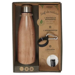 COFFRET BOUTEILLE ISOTHERME EFFET BOIS