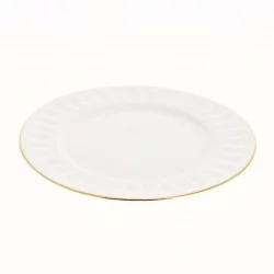 ASSIETTE DESSERT EN PORCELAINE BLANCHE FIL OR D19cm