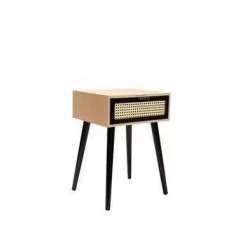 MEUBLE DE CHEVET TROPIQUE EN BOIS ET CANNAGE L40xl37xH56cm