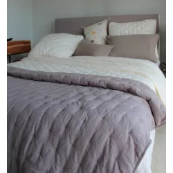 COUVRE LIT PALAZZO GRIS 250X180cm + 1 TAIE 60X60cm RÉVERSIBLE EN MICROFIBRE