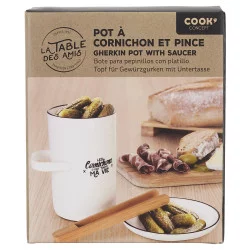POT A CORNICHON AVEC SOUCOUPE ET PINCE