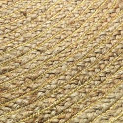 TAPIS SANDA OR D120 CM JUTE UNI+LUREX+PO