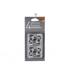 4 PINCES BLANCHE 6 X 5.3 CM PLASTIQUE P.