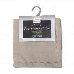 Serviette de table lin Charline 40x40cm coton Lot de 3
