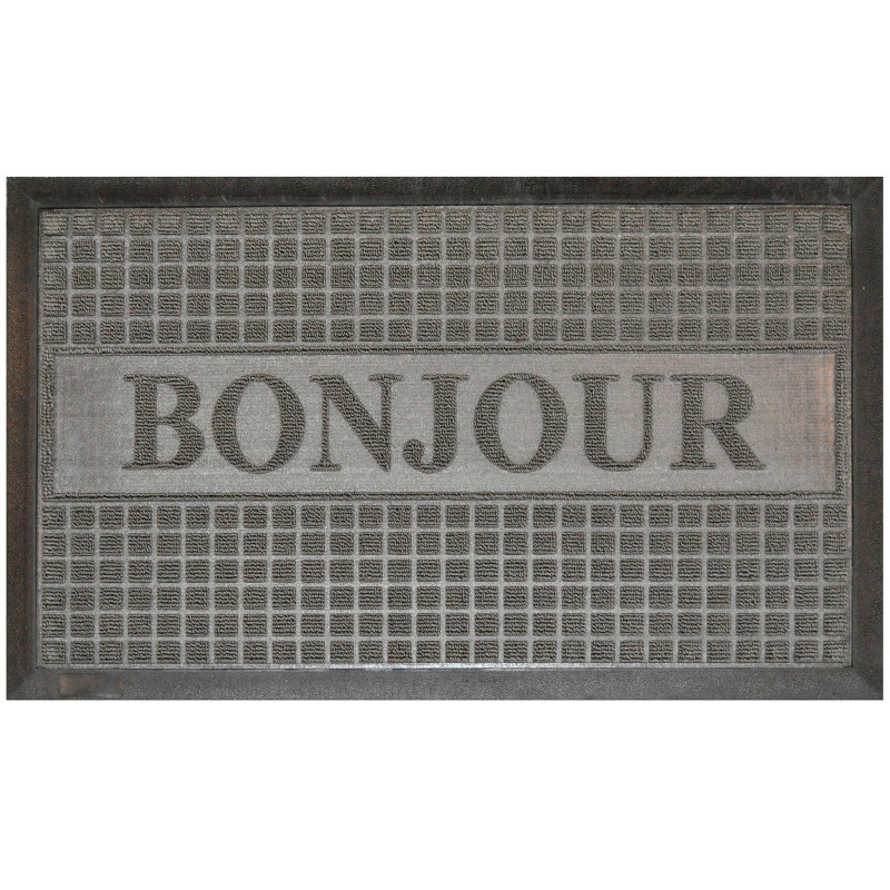 TAPIS D'ENTREE BONJOUR GRIS 45 x 75 CM