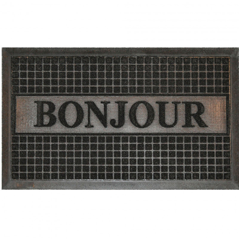 TAPIS D'ENTREE BONJOUR NOIR 45 x 75 CM