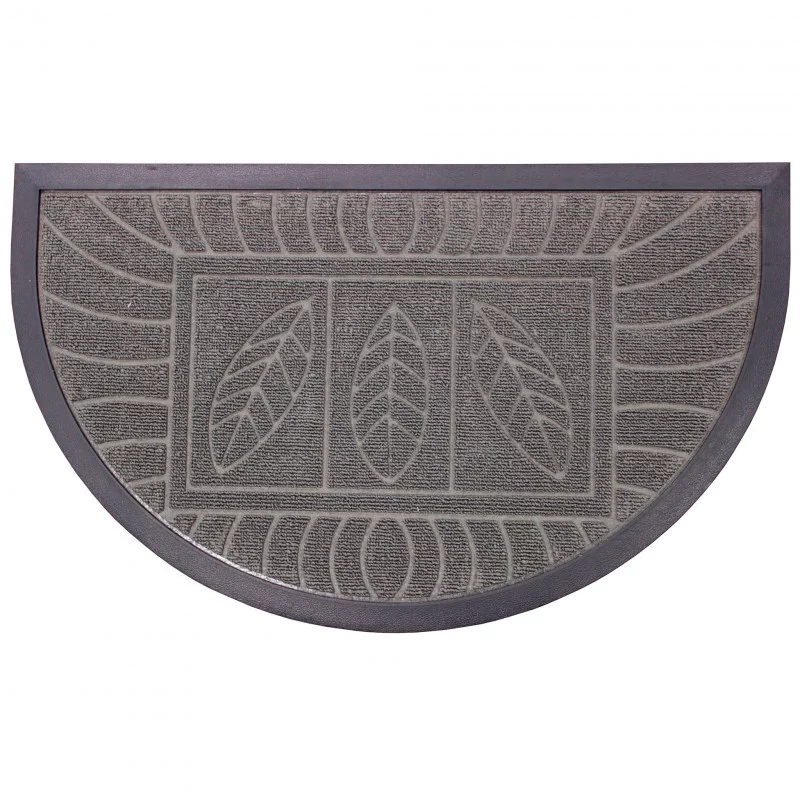 TAPIS DEMI-LUNE FEUILLES GRIS 45 x 75 CM