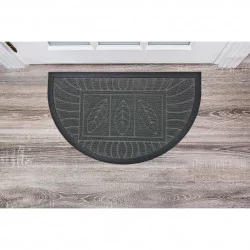 TAPIS DEMI-LUNE FEUILLES GRIS 45 x 75 CM