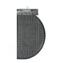 TAPIS DEMI-LUNE FEUILLES GRIS 45 x 75 CM