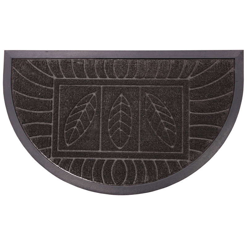 TAPIS DEMI-LUNE FEUILLES NOIR 45 x 75 CM