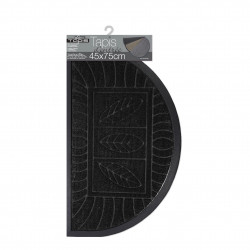 TAPIS DEMI-LUNE FEUILLES NOIR 45 x 75 CM
