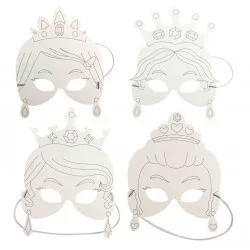 MASQUE PRINCESSE EN CARTE FORTE BLANCHE