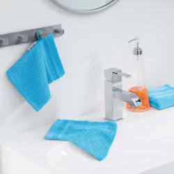 2 GANTS DE TOILETTE TURQUOISE 15 x 21 CM