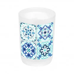 GOBELET BLEU PLASTIQUE TILES D7xH10cm