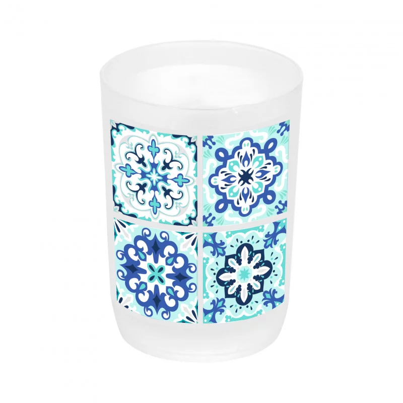 GOBELET BLEU PLASTIQUE TILES D7xH10cm