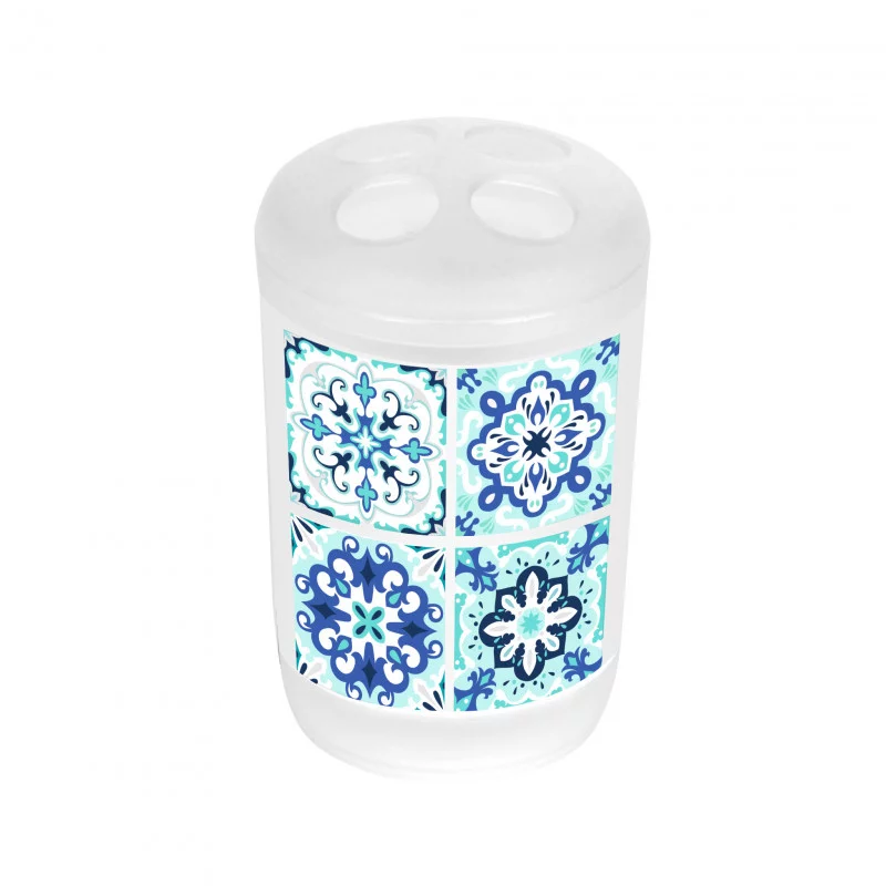 GOBELET PORTE BROSSE À DENTS BLEU D7xH11cm