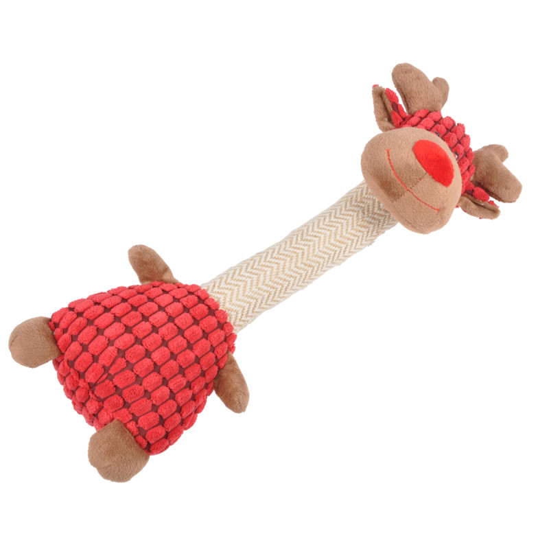 JOUET PELUCHE GIRAFE 32CM ROUGE