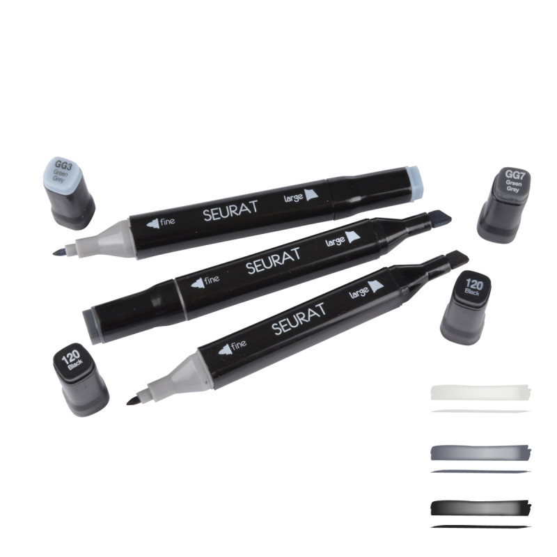 MARQUEURS X3 DOUBLE-POINTE GRIS