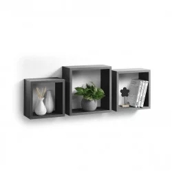 SET 3 CUBES GRIS ANTHRACITE 23CM/26.5CM
