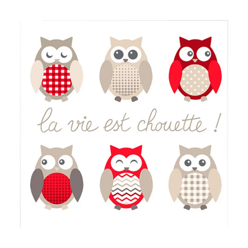 SERVIETTES DECO HIBOU 3 PLIS 33*33CM