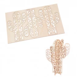 PUZZLE 3D BOIS AJOURE MOTIF CACTUS
