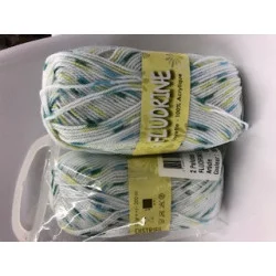 2 PELOTES 50GR FLUORINE BLANC CHINE VERT