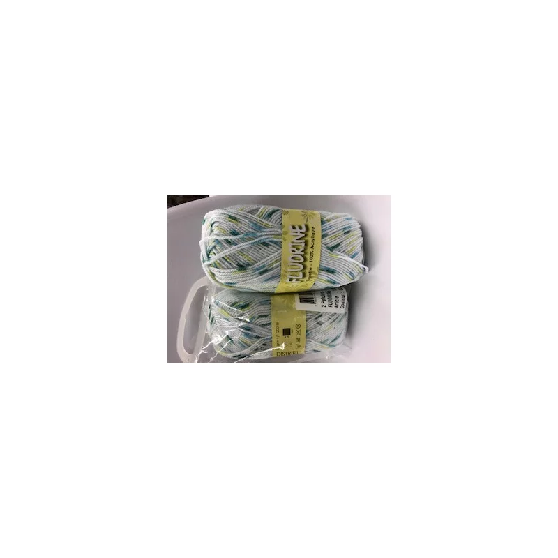 2 PELOTES 50GR FLUORINE BLANC CHINE VERT