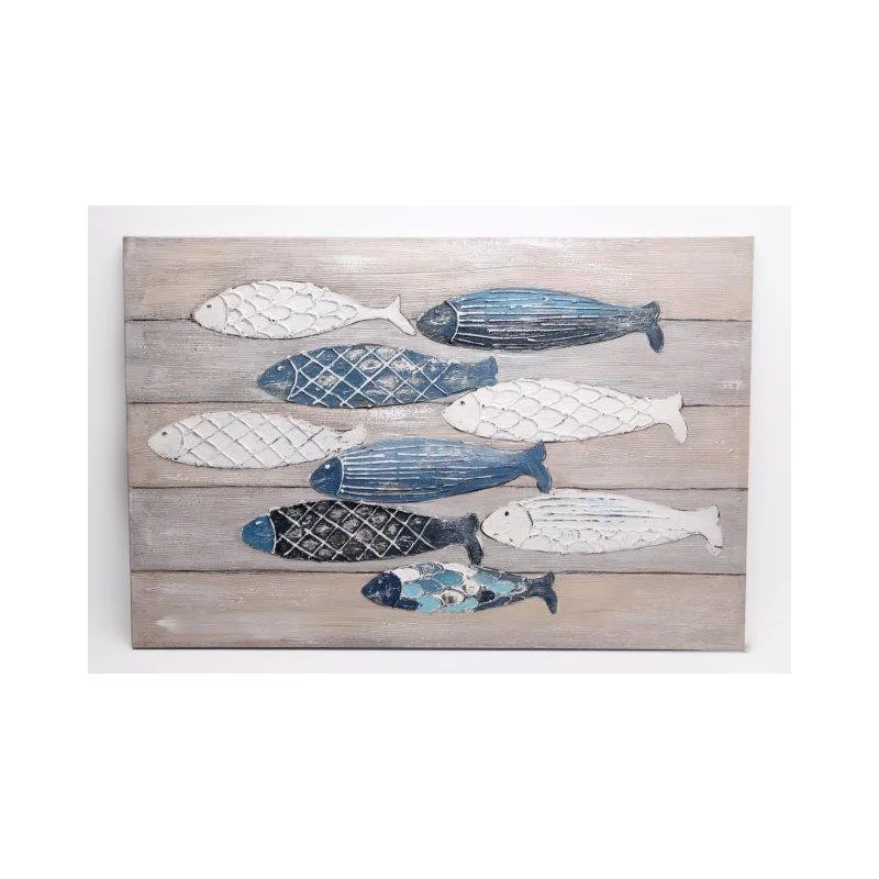 TOILE BOIS METAL POISSON 60X90CM