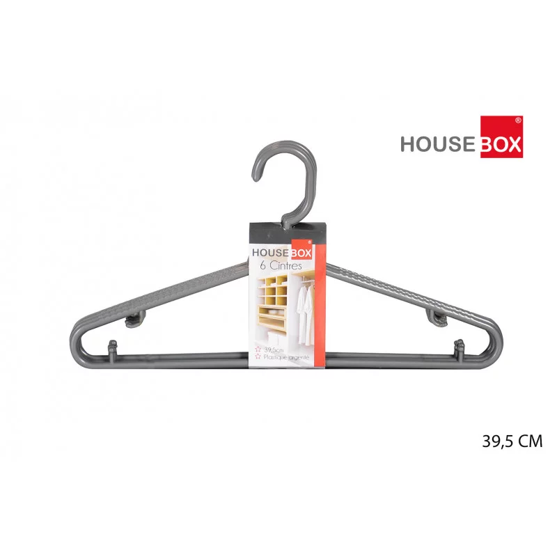 6 CINTRES PLASTIQUE ARGENT