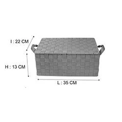 CORB+COUV GRIS 35*22*H13CM
